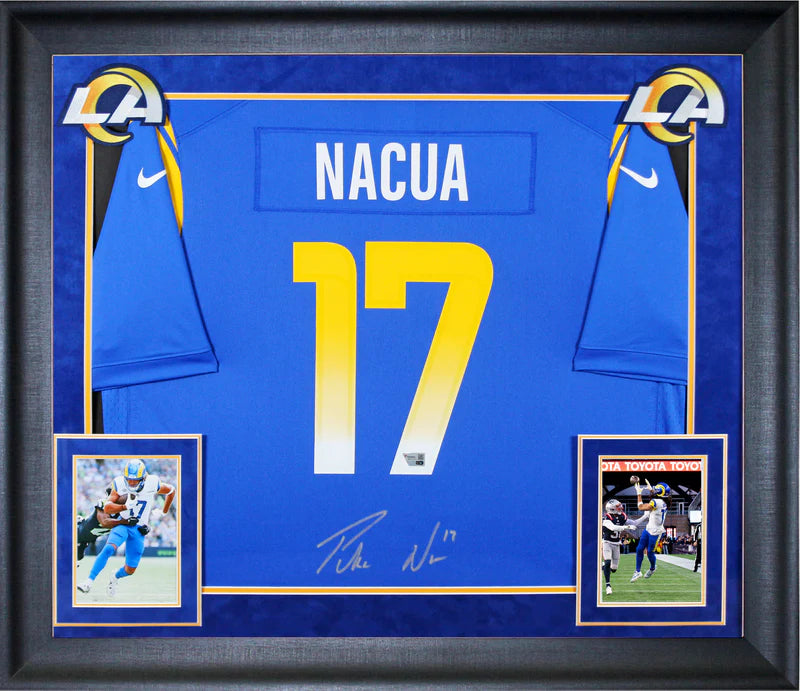 Puka Nacua Signed Los Angeles Rams Framed Football Jersey with Fanatics COA